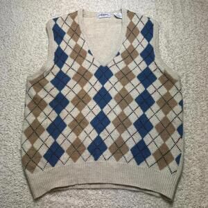 Vintage Piccadilly Argyle Sweater Vest Australian Lambswool (shrunk/callout)
